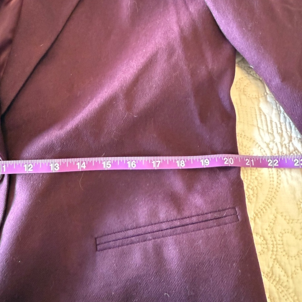 100% WOOL classic long blazer purple aubergine Sag Harbor Vintage PLUS women 14 - Picture 5 of 6